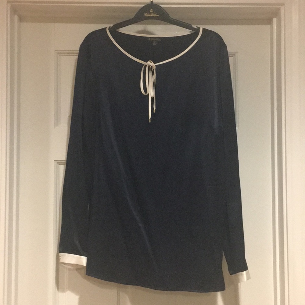 Brooks Brothers Navy Silk Blouse